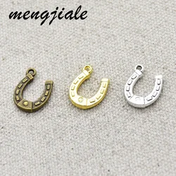 20pcs Wholesale Three Color Horseshoe Charms Alloy Metal Lucky U Shape Pendants For Handmade Jewelry Accessories Making 15*12mm