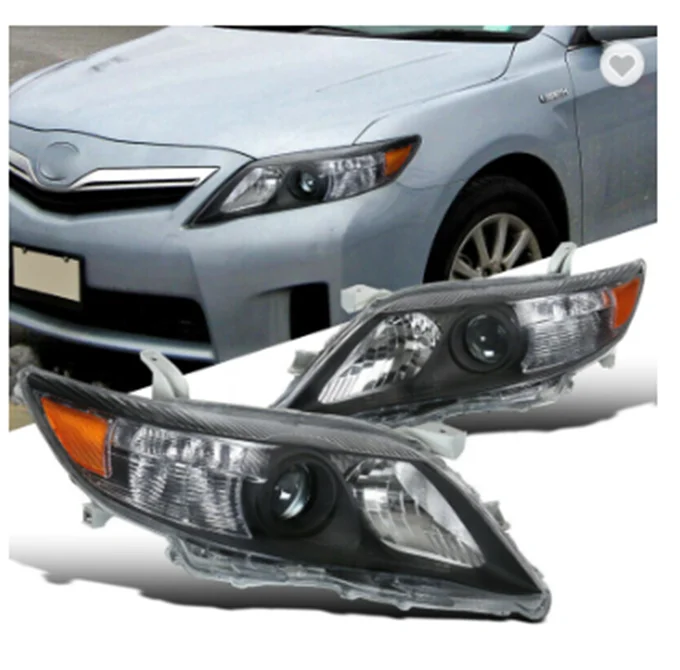 Sulinso Fit For 2010-2011 Toyota Camry  Headlight Assembly Chrome Housing Amber Reflector Projector Headlights one pair