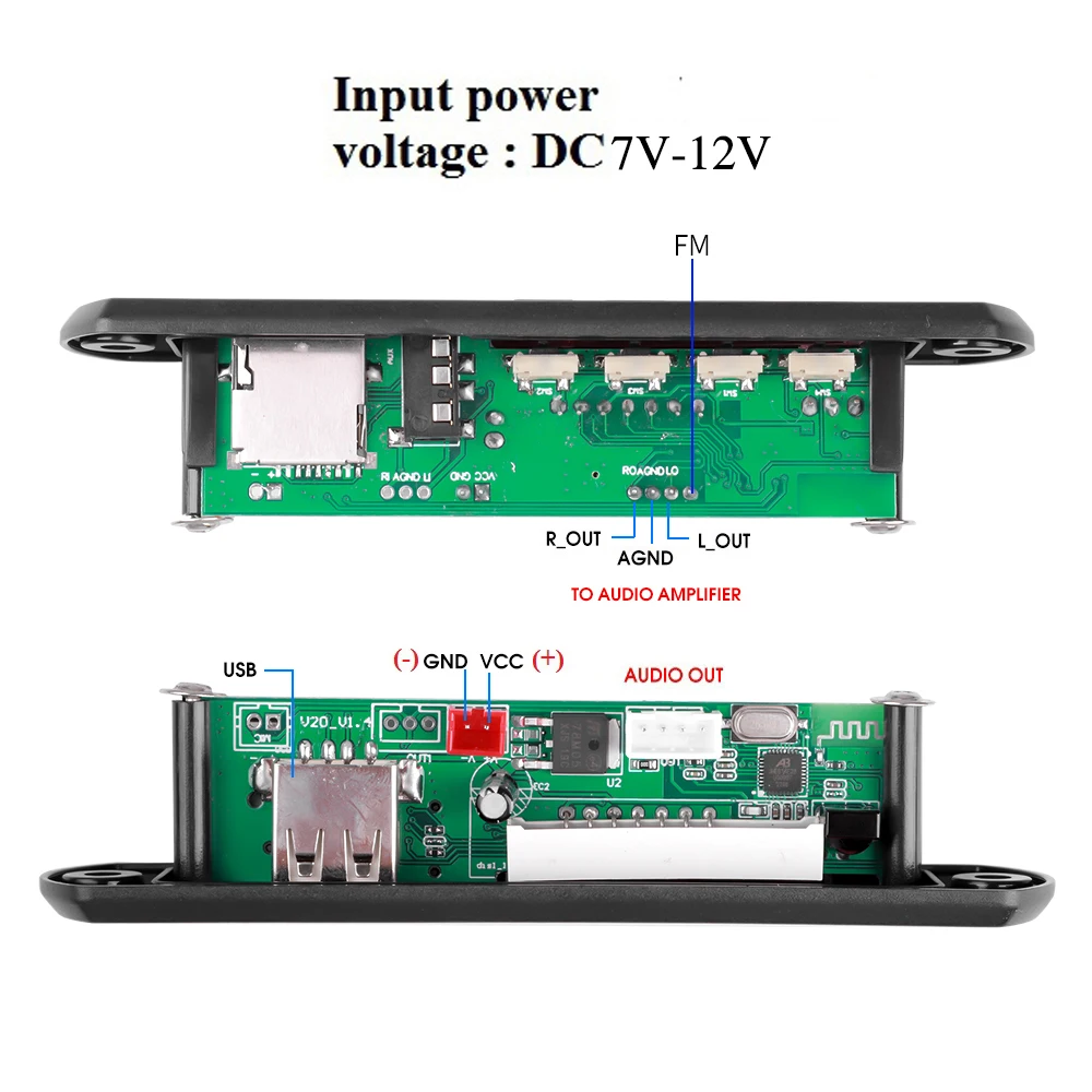 Alat Mobil Amplifier Pemutar MP3 Nirkabel Kebidu 7V 12V Bluetooth WMA Papan Dekoder Audio USB TF Modul Radio FM dengan Remote Control
