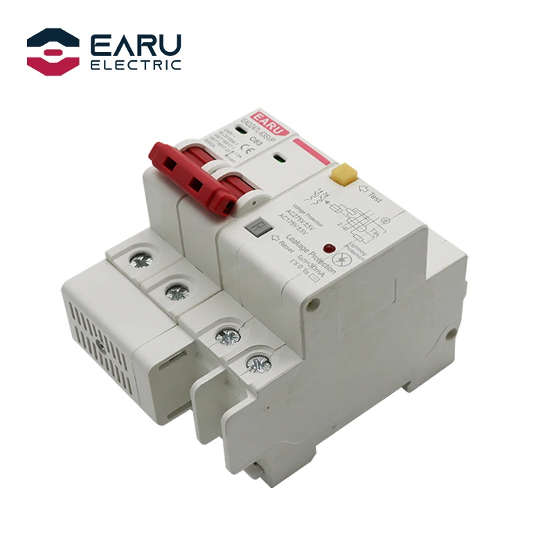 40A 2P SPD Residual Current Circuit Breaker With Overload Overvoltage RCBO RCCB Lightning ป้องกัน MCB ป้องกันการรั่วซึม