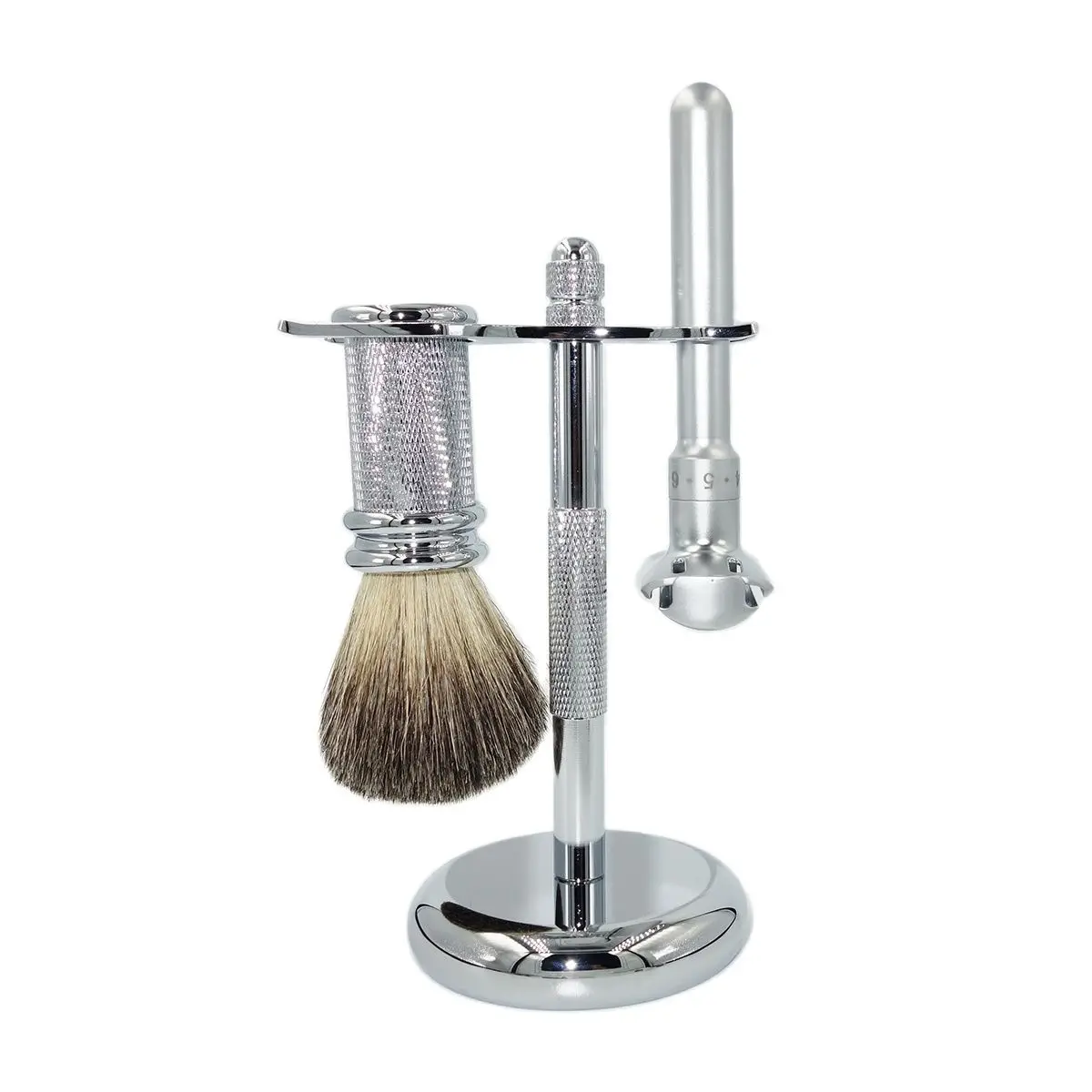 

Adjustable Double Edge Safety Razor Shaving Kit Hair Removal Shaver It with 5 Blades and Pure Badger Brush Stand Holder