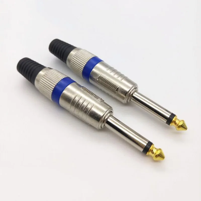 2pcs 6.35mm Connector Audio Plug Jack 6.5 Amplifier Microphone Plug 1/4\