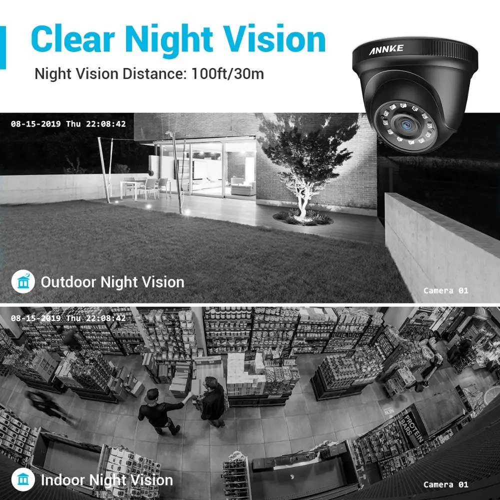 Imagem -05 - Annke 8ch H.265 Mais 5mp Lite Sistema de Cctv Dvr Pcs 2.0mp ir Visão Noturna Segurança Dome Câmeras 1080p Kit Vigilância por Vídeo