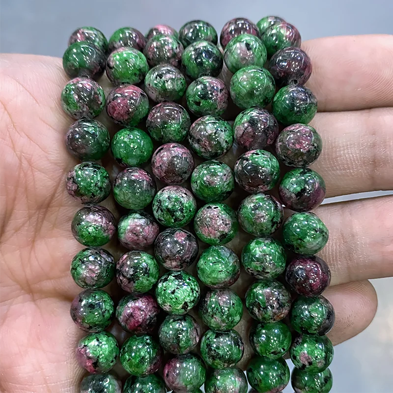 Natural Epidote Zoisite Tourmaline Stone Round Loose Beads Diy Bracelet Necklace for Jewelry Findings 15