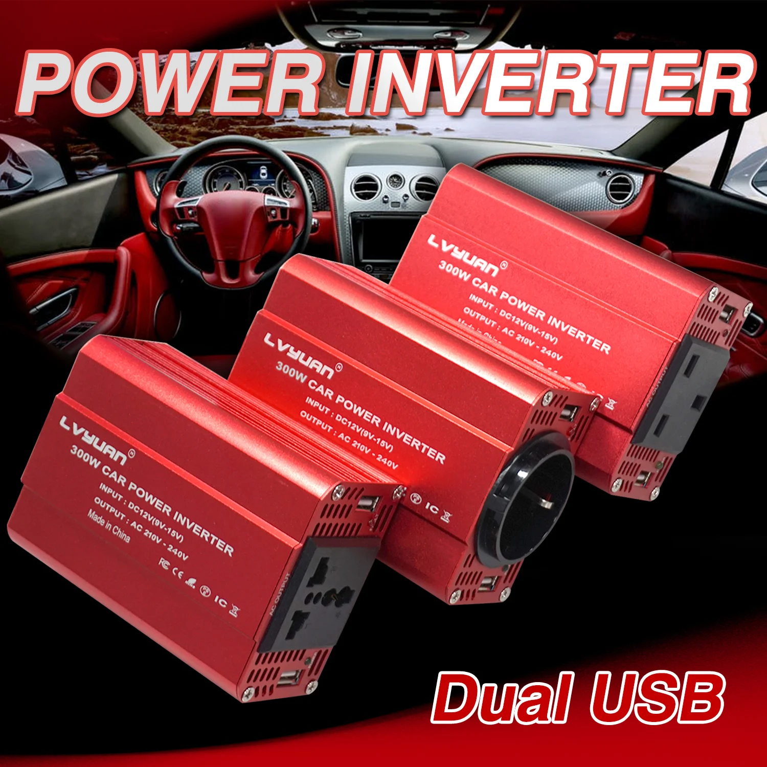 FOVAL 200W Car Power Inverter - 12V To 110V Converter With 4 USB Ports