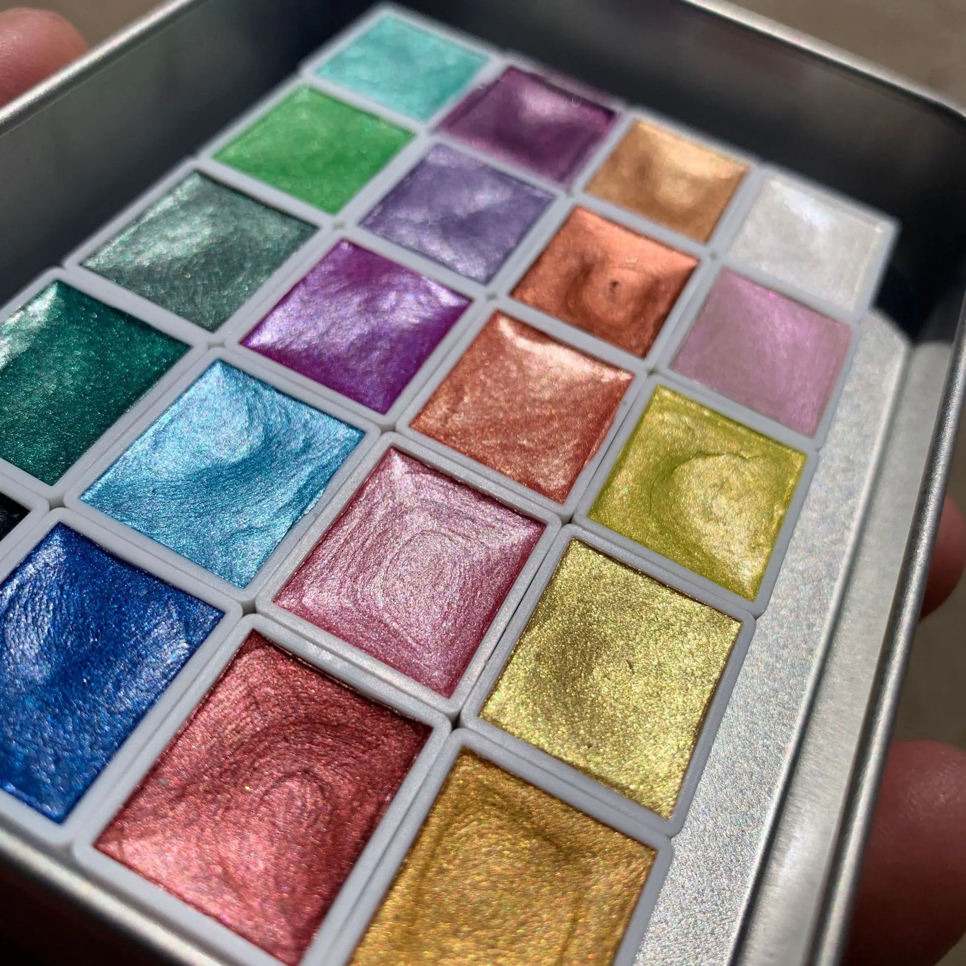 Solid Watercolor 20 Colors Watercolor Paints Set Textured Pearlescent Pigment Metallic Glitter Acuarela Portable Art Supplies