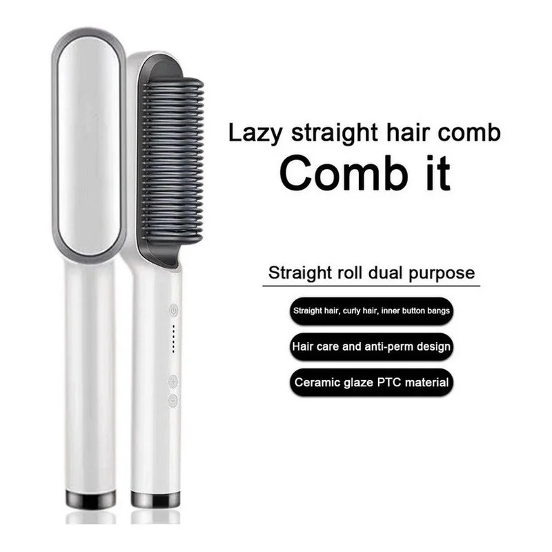 Hair Straightener Hot Comb Anti-scalding Ceramic Hair Curler Multi-speed Electric Straightening Comb Curling Iron Hairbrush