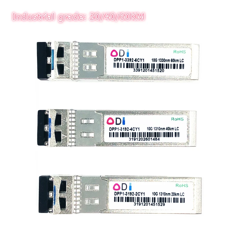 Sfp-fibra dupla de 1310nm sfp + 20/40/60, compatível com grau industrial, sfp + transceptor industrial, graduação-40 celsius