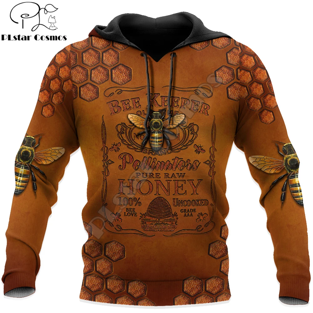 2021 Autumn Fashion Retro Hoodies Beautiful Bee Keeper 3D Printed hoodies Unisex Zip Pullover Casual Harajuku Streetwear DW0392