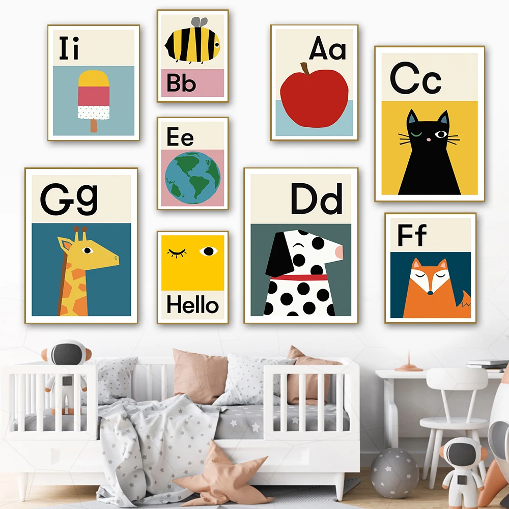 การ์ตูน ABCD ตัวอักษรโปสเตอร์ก - Baby Nursery Images Free บทวิจารณ์และราคา