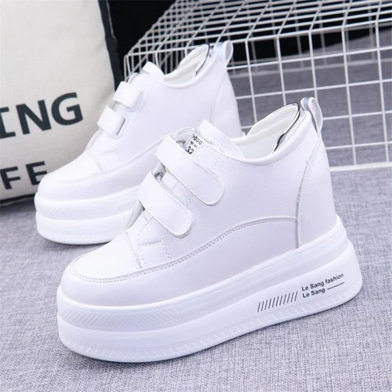 New  autumn and winter fashion casual shoes women\'s high heels 10 cm thick base sneakers black white 34-40