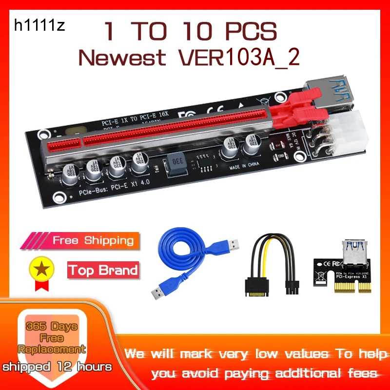 

USB 3,0 PCIE Riser PCI Express X16 6-контактный блок питания, переходник для видеокарты, графической карты, графического процессора, для майнинга биткоинов, от 1 до 10 шт.