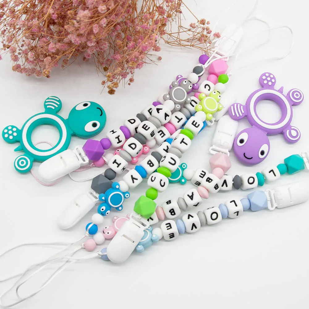 Cute-idea 1PC Pacifier Chain Turtle Silicone Beads Teethers Baby Cartoon Animal Infant Teething Nursing Necklace Toys Gifts