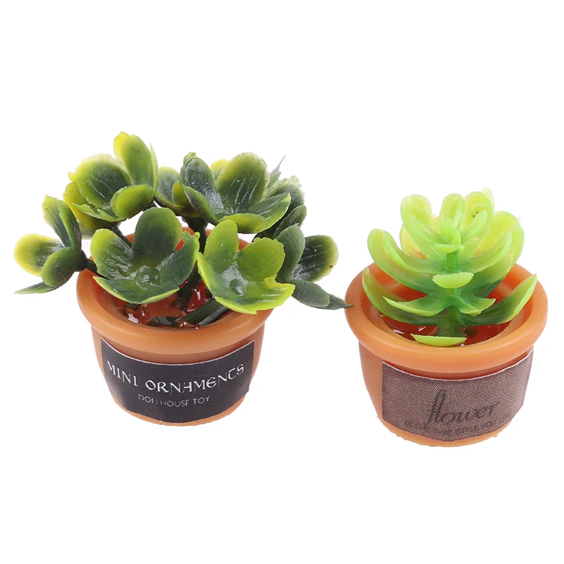 4Pcs ตุ๊กตาขนาดเล็กน่ารัก Mini รอบพลาสติกพืช Dollhouse Miniature สีเขียว Mini Potted สำหรับโรงงานสีเขียวในหม้อ Mini ของเล่น