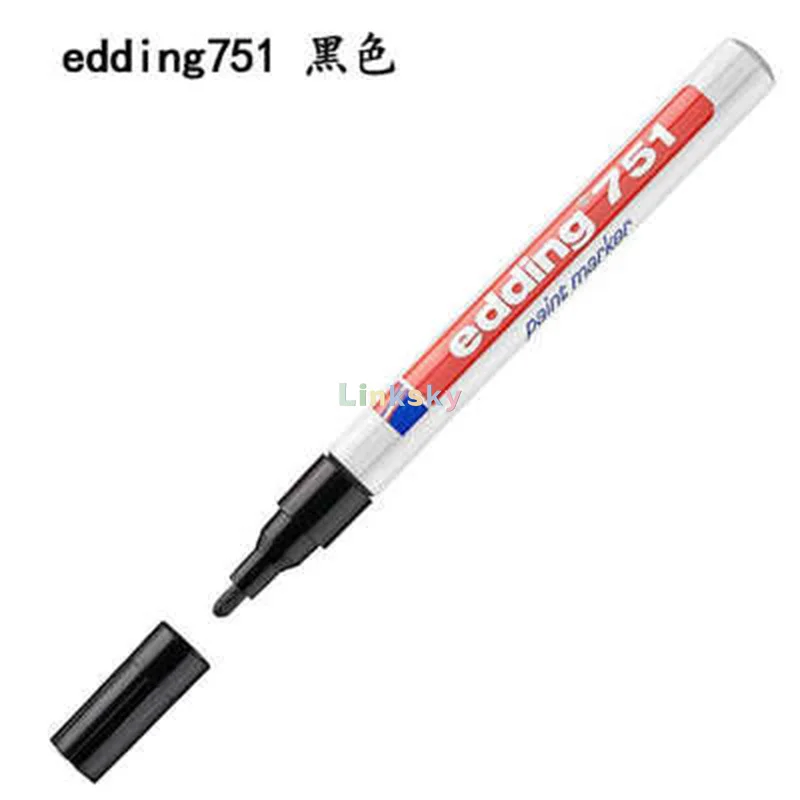 2pcs/LOT  edding 751 Gloss Paint Marker - Multi-Coloured ,Round Tip 1-2 mm,Paint Pen for Glass, Pebbles, Wood, Plastic