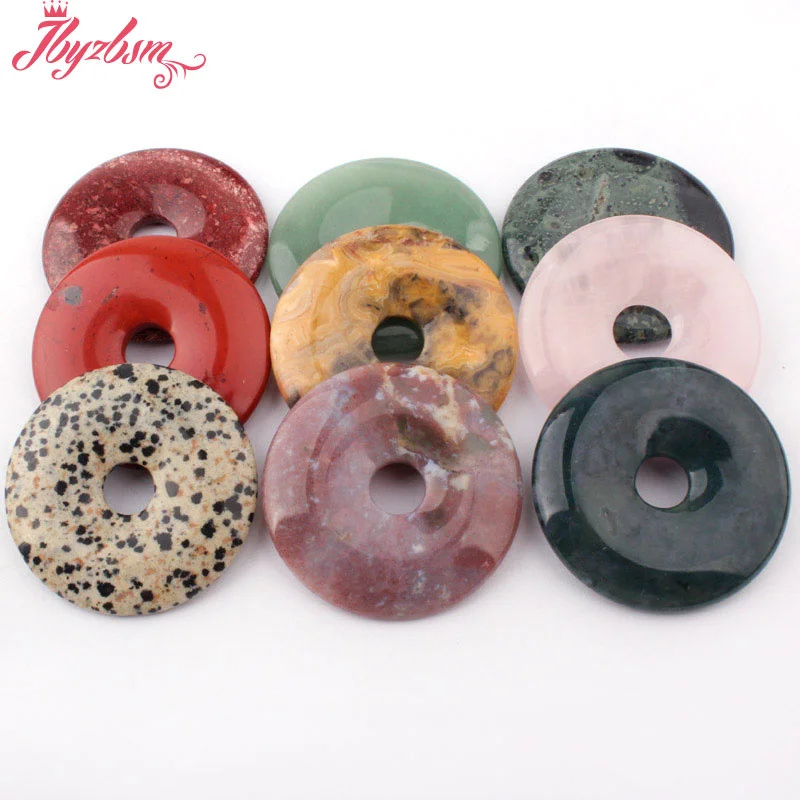 50mm Natural Donut Ring Natural Stone Loose Beads for Handicrafts DIY Accessories Charms Pendant Necklace Jewelry Making 1 Pcs