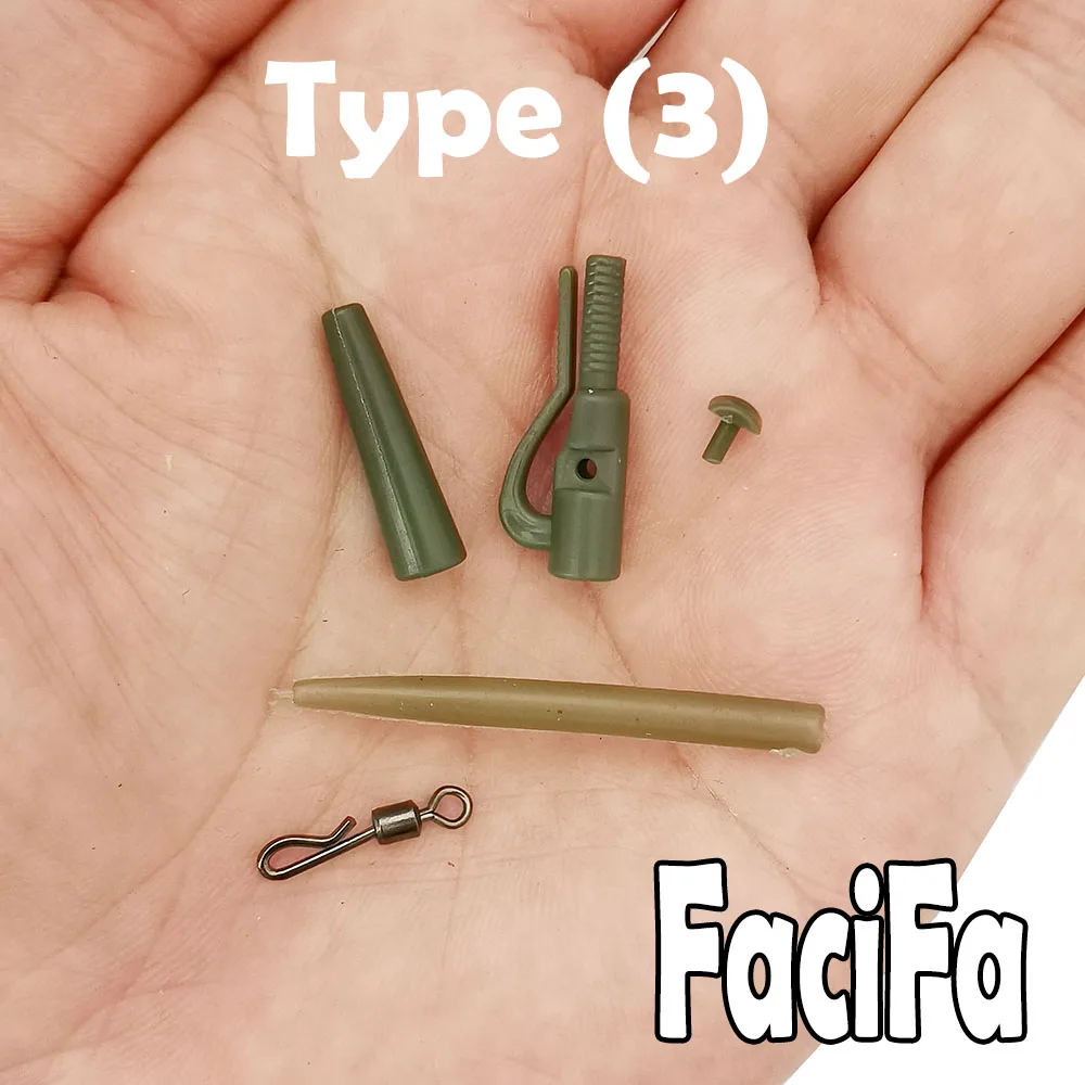 10 Sets Karpfenangelzubehör, Blei-Clip, Schnellwechsel-Wirbel, Gummihülsen gegen Verheddern, Karpfen-Rig, Angelzubehör für Grobangeln – Detail 3
