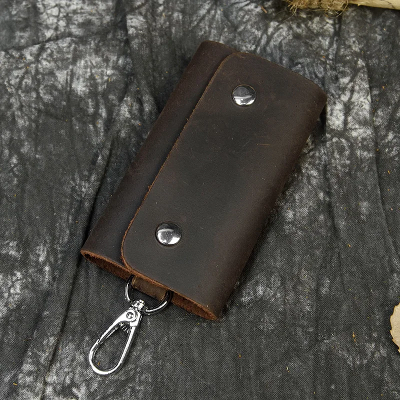 

Luufan High Quality Crazy Horse Leather Key Case Genuine Leather Key Holder Vintage Fashion Men Women Key Bag Soft Cowskin