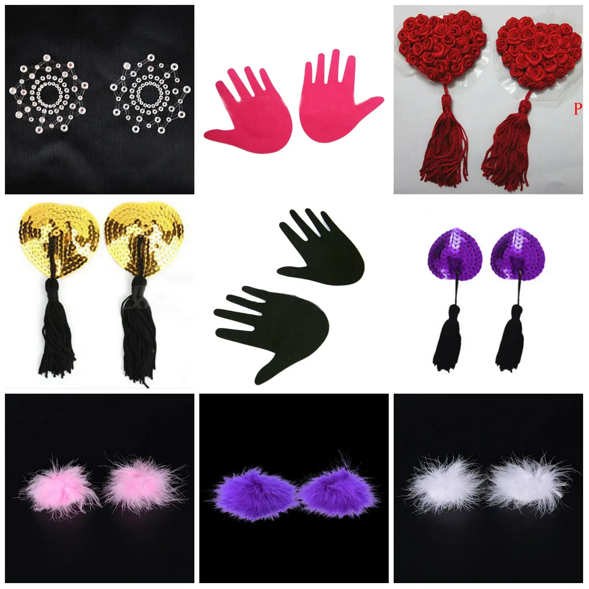 1 Pair Sexy Pasties Stickers Self Adhesive Heart Shape Bra Nipple Cover Women Lingerie Sequin Tassel Breast Bra Nipple Cover