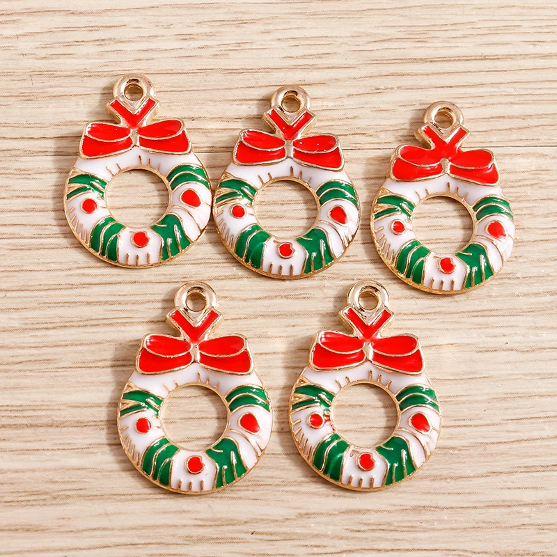 10 Stück Emaille Charms Weihnachten Charms für Schmuckherstellung Tier Hirsch Weihnachtsmann Baum Glocke Charms Anhänger für DIY Halsketten Geschenk – Detail 27