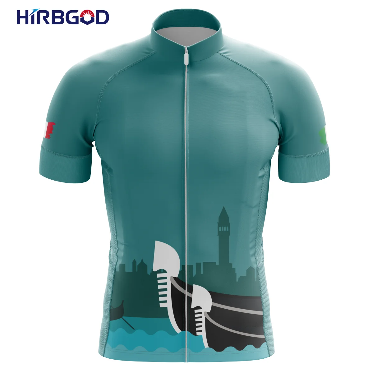 HIRBGOD Summer New Green for Italy Series Water City Venice Landscape Riding Clothing Travel Anti-Sweat Bike Jersey,TYZ667-01