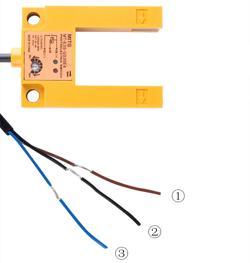U-förmiger Schlitz-Lichtschranke E3S-GS30E4 Aufzugs-Hebestandsensor NPN NO 3 Drähte 12 V-24 V 30 mm Infrarot-Näherung EIN AUS – Detail 5