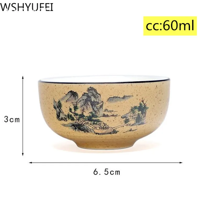 NLSLASI 3pcs/set ceramics tea Cup Longquan Celadon Handmade Tea set Hand painted teacup Personal Cup Master Cup 60ml