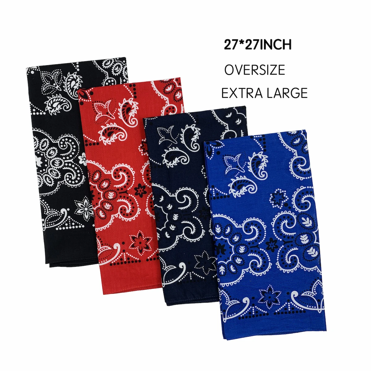 68cm Paisley Print Cotton Bandana Oversized Square Scarf Office Lady Hair Band Foulard Hand Kerchief Female Hijab Handkerchief