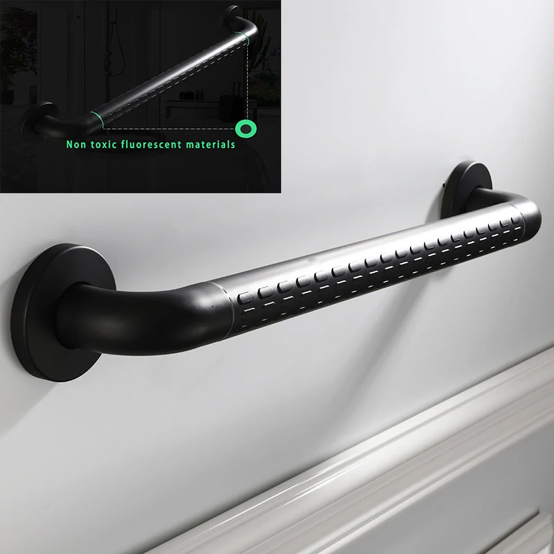 Bathroom Handrail Safety Grab Bar Fluorescence Glow In The Dark Stainless Steel Bathroom Handle Black Safety Accessories