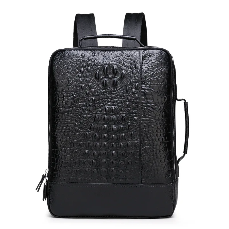 

2021 New Brand 100% Genuine Leather Men Backpacks Alligator Real Natural Leather Student Backpack Boy Luxury Computer Laptop Bag