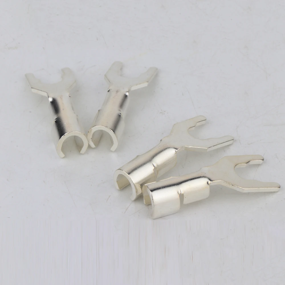 8 stück Hohe Qualität CMC Stil Y spaten Silber Überzogene Y Spaten Stecker Hifi Audio Lautsprecher Kabel Stecker Stecker