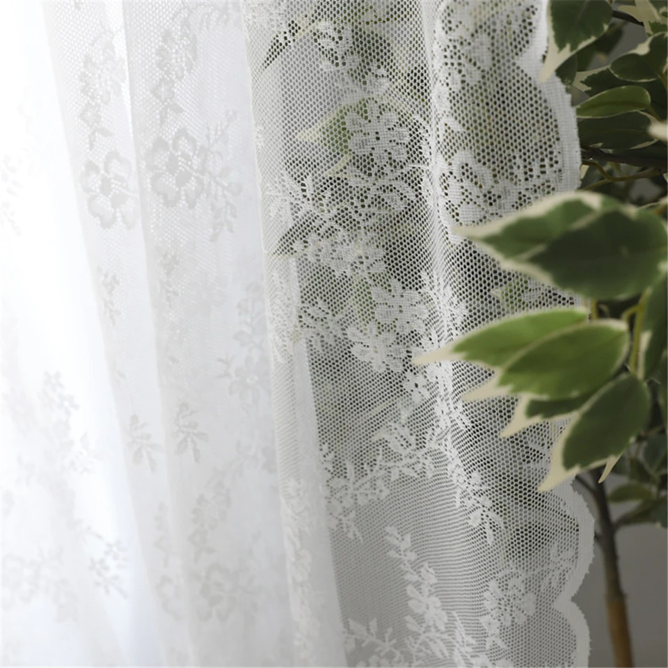 European White lace sheer curtains  for living room bedroom  window tulle  kitchen curtains short drapes home decor