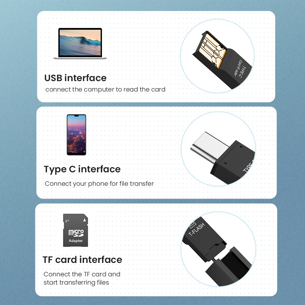 Lector de tarjetas USB 3,0 de alta velocidad, adaptador Micro SD, TF, micro-sd, OTG, para teléfono, USB-C
