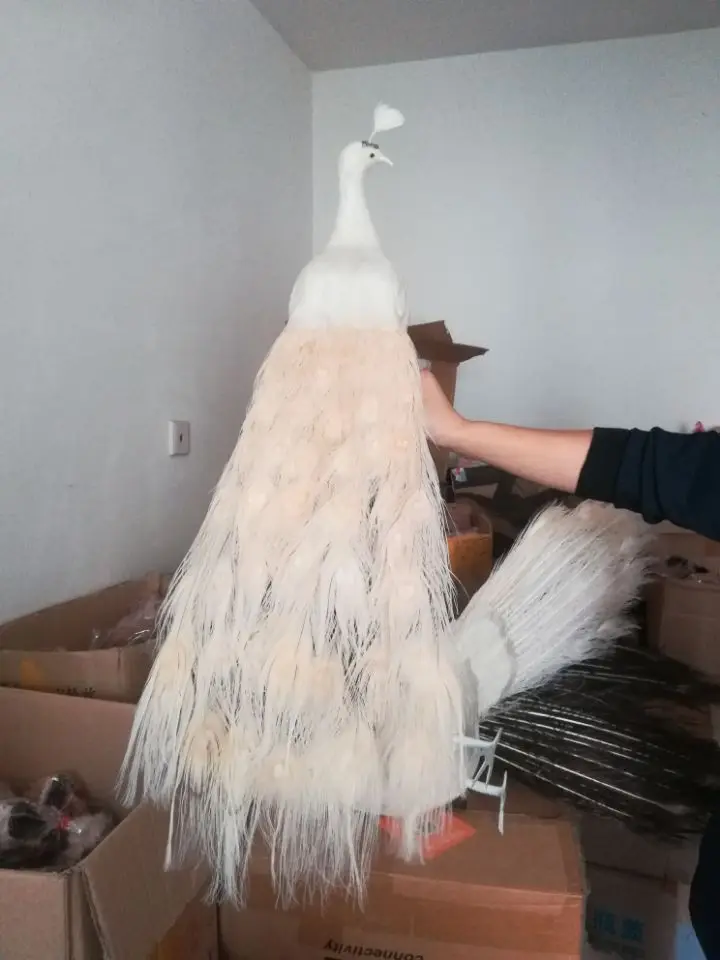 

new real life white peacock model foam&feather simulation beautiful peacock bird gift about 80cm xf2658