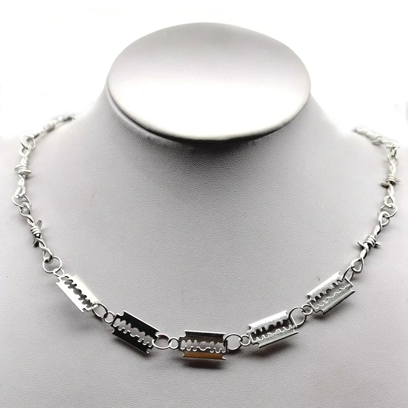 Doppel-Kleine Klinge Brombeersträuchern Eisen Unisex Choker Halskette Frauen Hip-hop Gothic Punk Stacheldraht Wenig Dornen Kette choker Geschenke