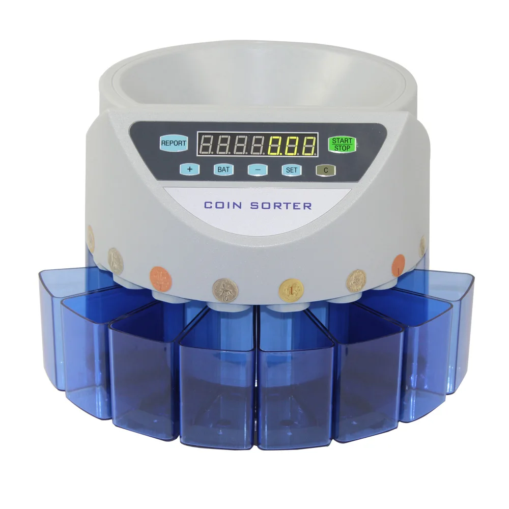 Mixed Coin Value Sorter Euro Coin Counter For European Market Coins Counting Machine With 8 Money Tube