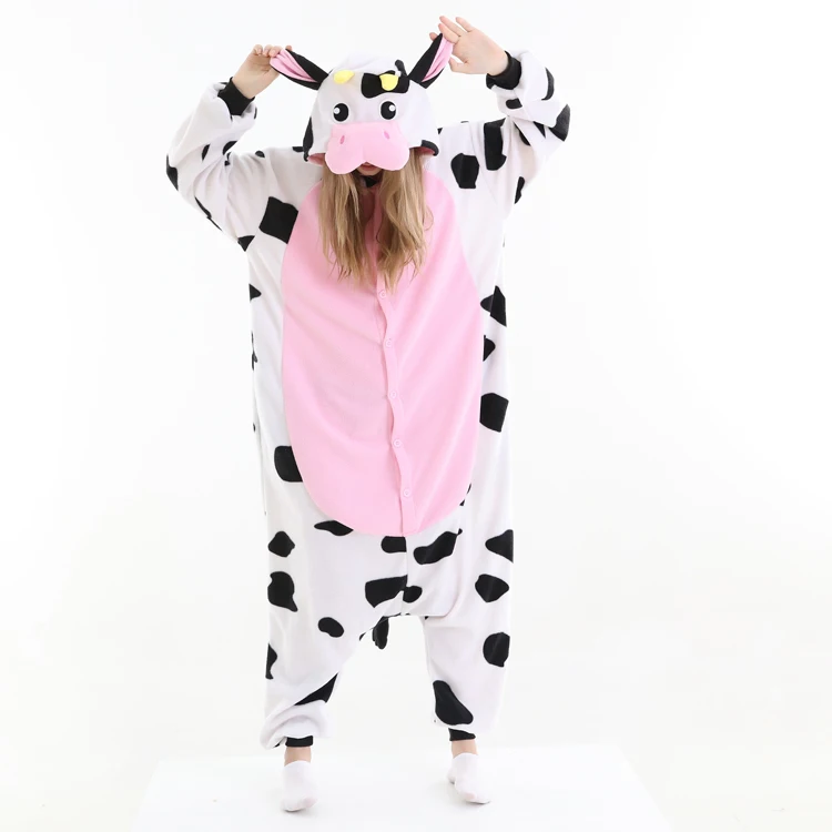 Adult Cow Onesies Pajamas Anime Cosplay Costume Unisex Kigurumi Cartoon Party Jumpsuit For Female Male