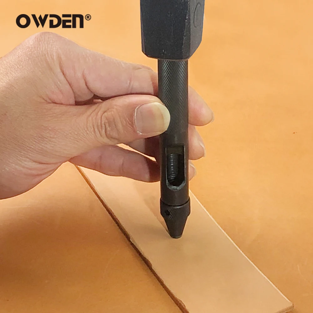 OWDEN 6 in 1 Replaceable Leather Hole Punch Set 4.8/5.0/5.5/6.4/6.8/7.8mm Belt Puncher Round Punching Leather Tools for Punching