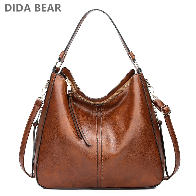 DIDABEAR-Bolso Hobo de cuero para mujer, bandolera de ocio, Vintage, de gran capacidad