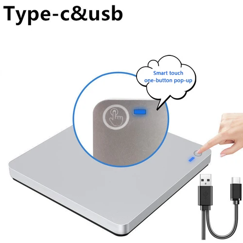 Imagen 2 del producto Unidad óptica Blu-ray externa USB3.0 y tipo C, quemador Bluray táctil, ventosa emergente, tipo DVD-RW, CD BD-RE, grabadora combinada de escritura