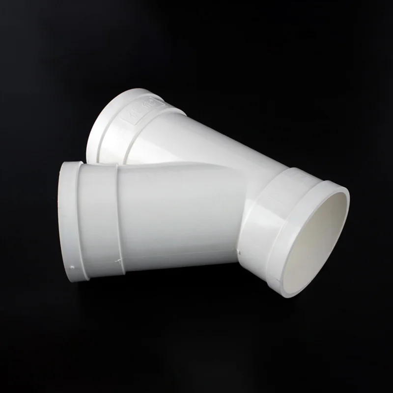 PVC White Inner Diameter 50 75 110 160mm Drain pipe inclined tee 45 Degree Tee Y TypeTee Drain pipe Fittings Tee joint 1 Pcs