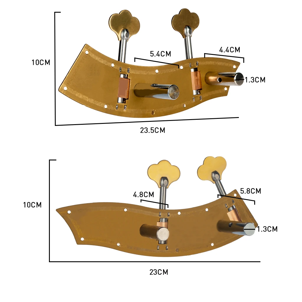 NAOMI 3/4 4/4 Double Bass Machine Heads Full Plate For 3/4 4/4 Double Bass W/ 2 Tuning Pegs Gold Color