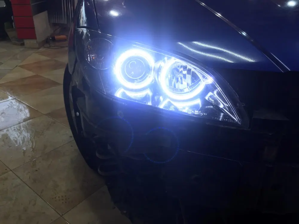 for mazda 3 2004 - 2008 White & yellow Dual and only white color Cotton LED Angel eyes kit  ring DRL Turn signal light