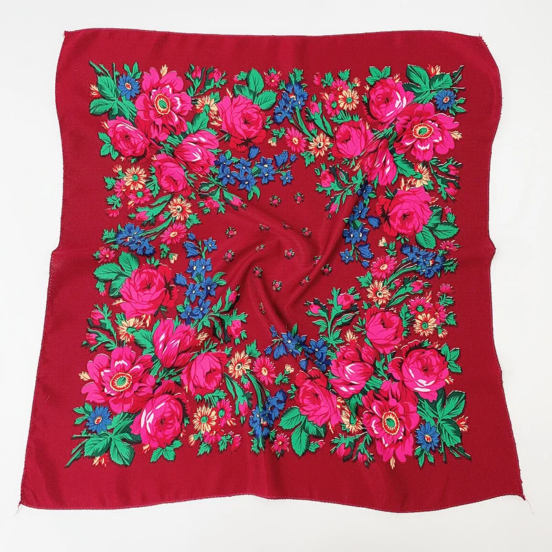 Pareo Russian Scarf Ethnic Handkerchief Hijab Shawl Headscarf Women Luxury Square Ukrainian Floral Wedding Party Shawl Folk