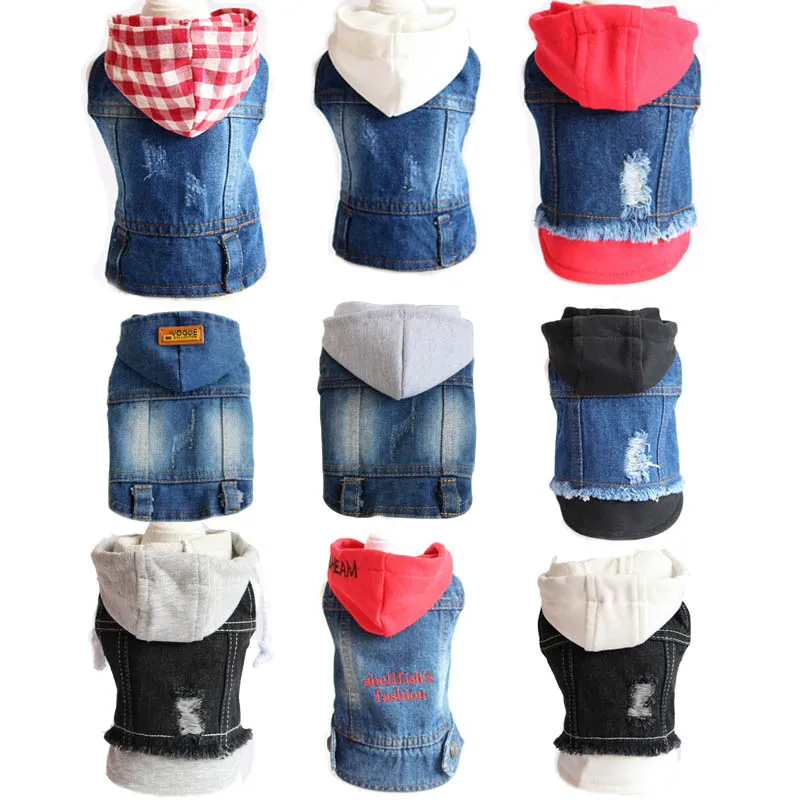 New Product 2020 Pet Hoodie Jacket For Dog Jeans Spring Dog Clothes Fashion Denim T-shirt Puppy Dog Vest Cowboy Cat Coat 10E