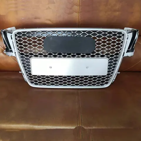 아우디 A5 S5 S라인 B8 2008-2011 프론트 레이싱 그릴, 올 실버 ABS 범퍼 메쉬 가드, 자동차 액세서리, 실제 RS5 에 맞지 않음