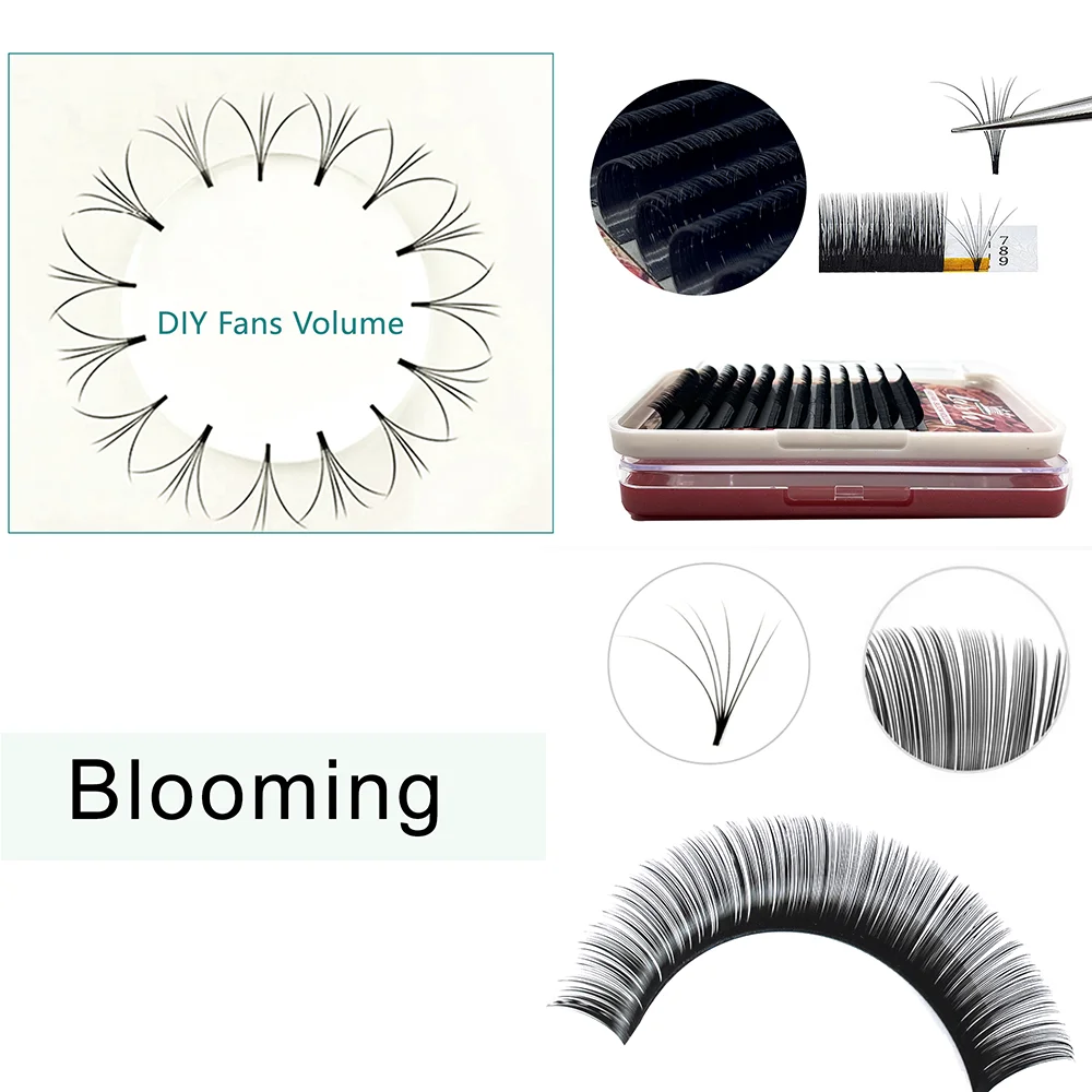 10cases/lot MASSCAKU 100% handmade fluffy silk mink lash 8-20mm & mix self-making fans volume soft lashes eyelash for makeup