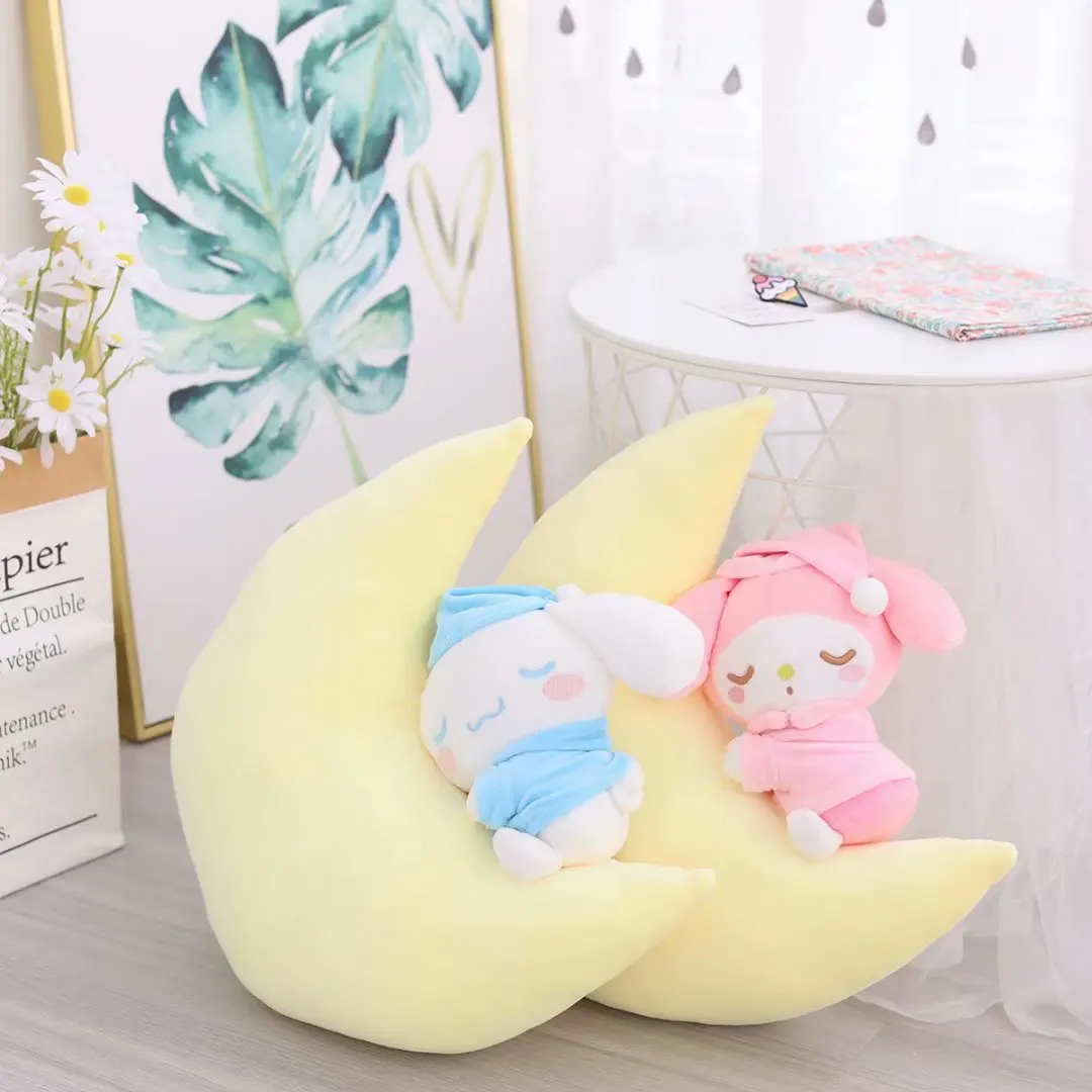 

New Lying Kawaii Doll Cute Anime Toy Moon Sleeping Dog Toy Stuffed Animal Japanese Style Appease Doll For Girl birthday Gifts