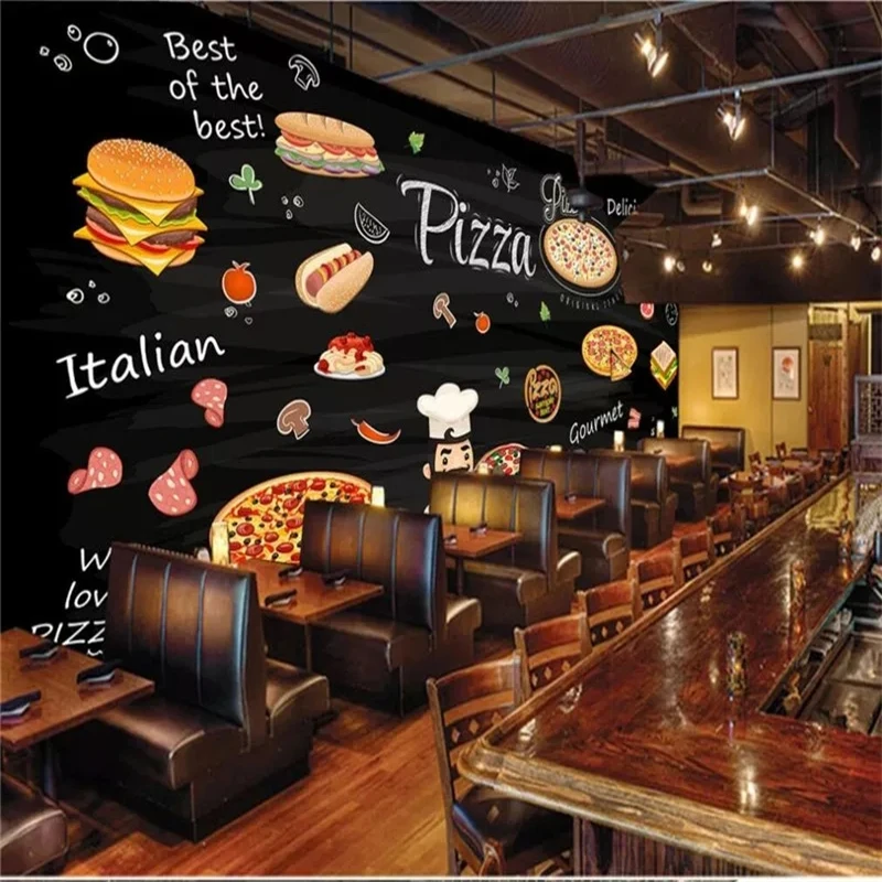 

Custom Mural Wallpaper Hand Drawn Restaurant Series Background Wall Painting