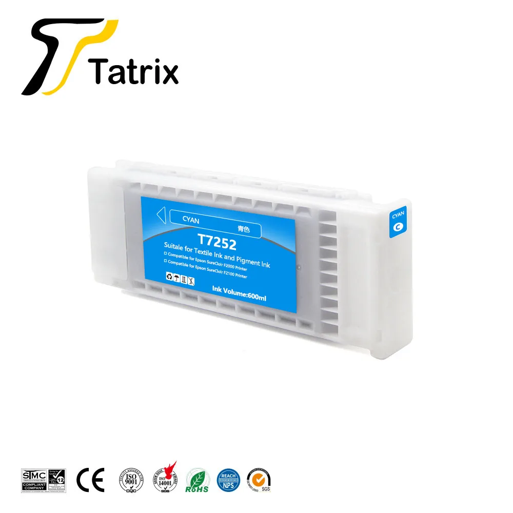 Imagem -06 - Tatrix T7251-t7254 T725a Tinta Têxtil Premium Cor Compatível Cartucho de Tinta para Epson Surecolor Sc-f2000 F2000 F2100 Impressora